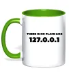 Чашка з кольоровою ручкою No place like 127.0.0.1 Лаймовий фото