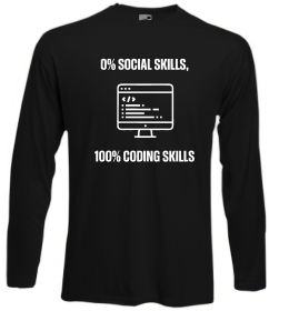 Лонгслів 0% social skills, 100% coding