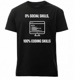 Чоловіча преміум футболка 0% social skills, 100% coding
