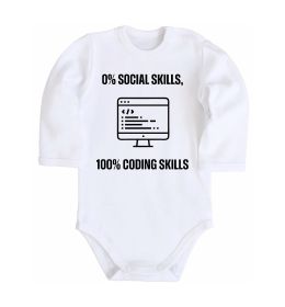 Детский боди 0% social skills, 100% coding Детский боди 0% social skills, 100% coding