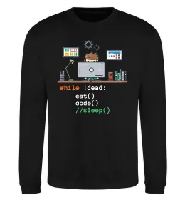 Свитшот While !dead eat code Черный фото