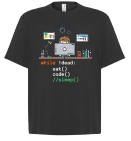 Футболка Оверсайз While !dead eat code Футболка Оверсайз While !dead eat code
