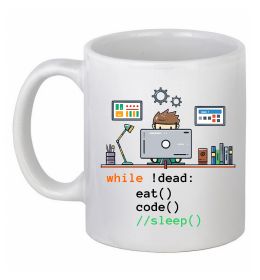 Чашка керамическая While !dead eat code