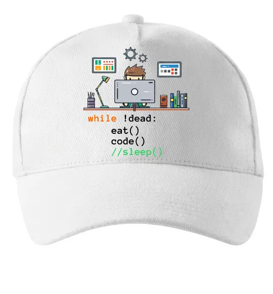 Кепка While !dead eat code Белый фото