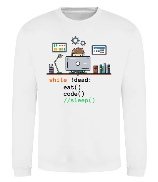 Свитшот While !dead eat code Белый фото