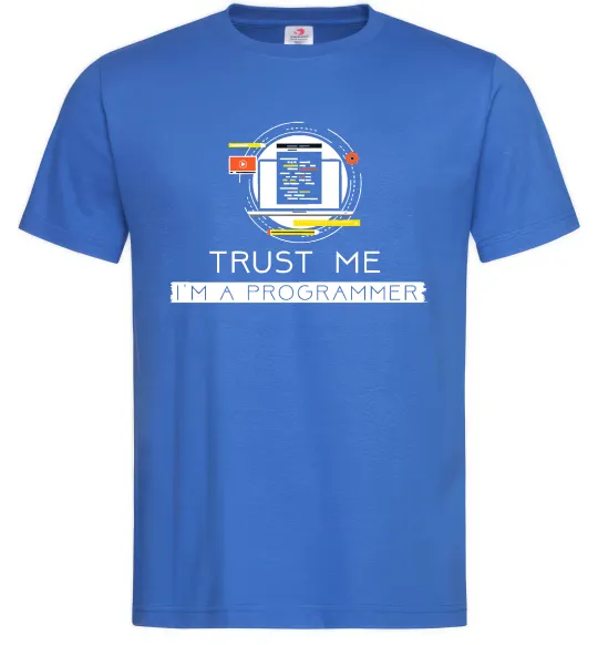 Мужская футболка Programmer trust me Ярко-синий фото