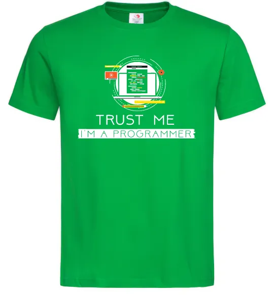 Мужская футболка Programmer trust me Зеленый фото