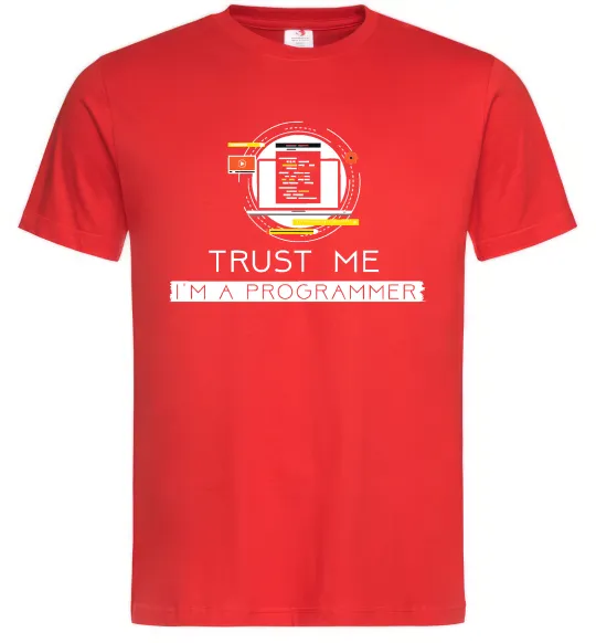 Мужская футболка Programmer trust me Красный фото