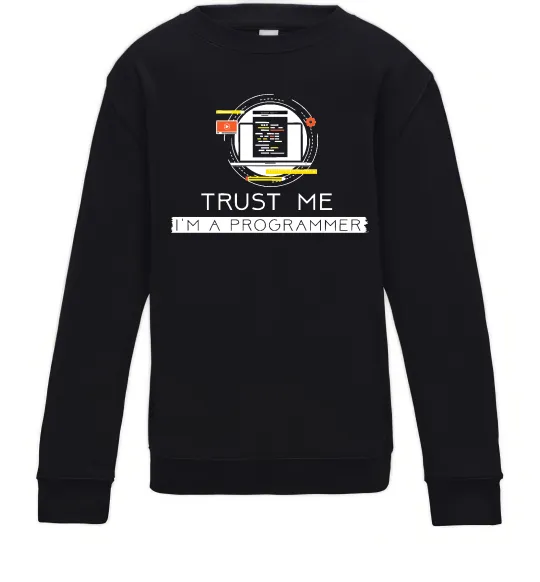 Детский Свитшот Programmer trust me Черный фото