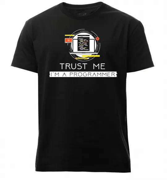 Мужская премиум футболка Programmer trust me Черный фото