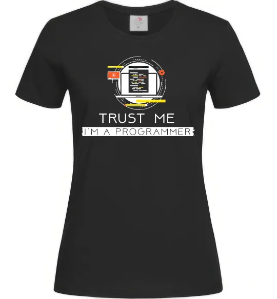 Женская футболка Programmer trust me Черный фото