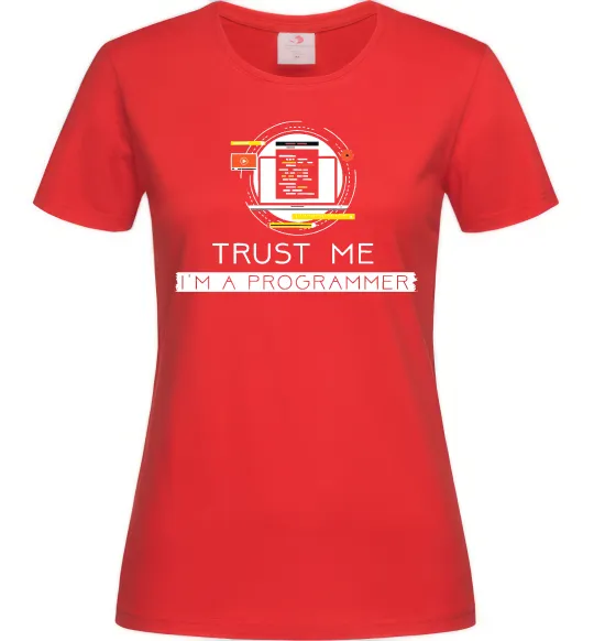 Женская футболка Programmer trust me Красный фото