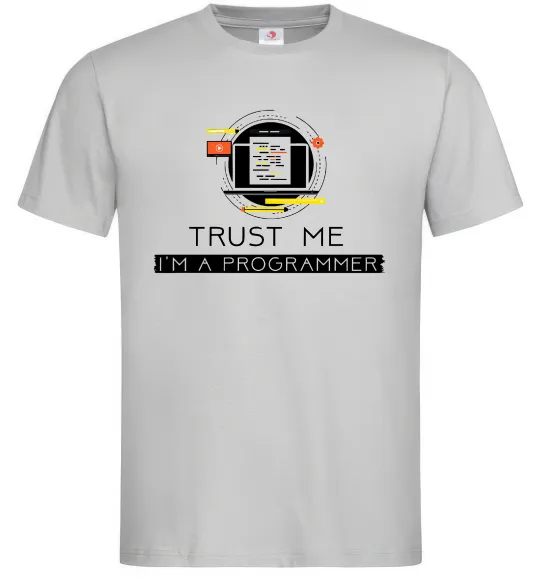 Мужская футболка Programmer trust me Серый фото