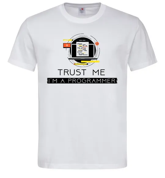 Мужская футболка Programmer trust me Белый фото