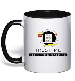 Чашка з кольоровою ручкою Programmer trust me