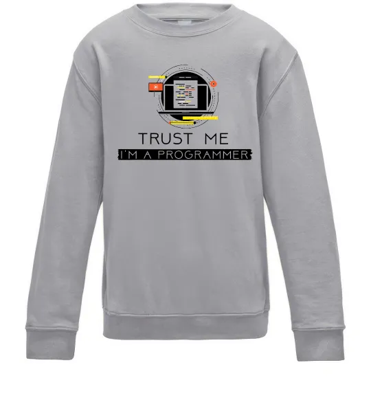Детский Свитшот Programmer trust me Серый меланж фото