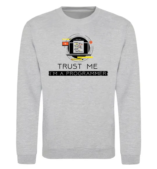 Світшот Programmer trust me Сірий меланж фото