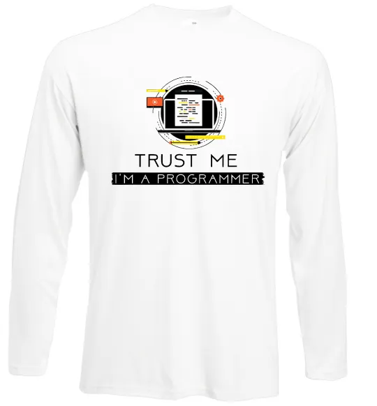 Лонгслив Programmer trust me Белый фото