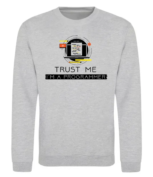 Свитшот Programmer trust me Серый меланж фото