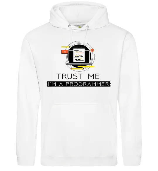 Мужская толстовка (худи) Programmer trust me Белый фото