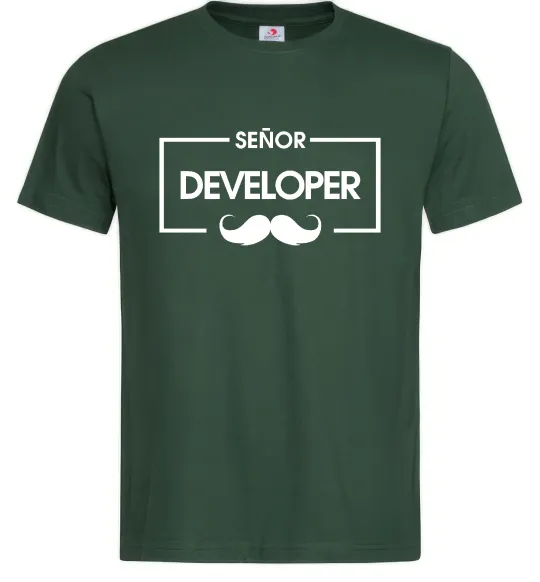 Мужская футболка Senior developer Темно-зеленый фото