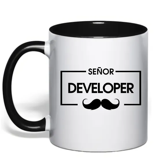 Чашка с цветной ручкой Senior developer Черный фото