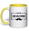 Чашка с цветной ручкой Senior developer Лимонный фото