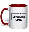 Чашка с цветной ручкой Senior developer Красный фото