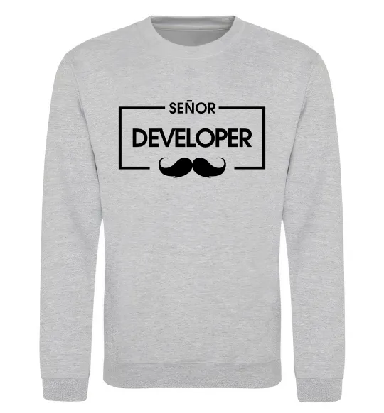 Світшот Senior developer Сірий меланж фото
