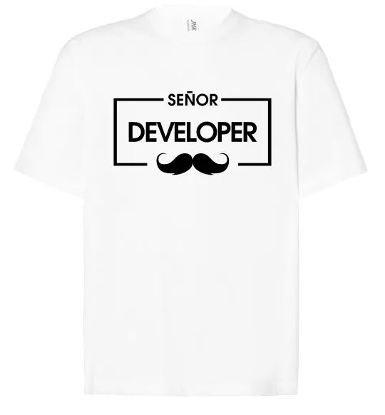 Футболка Оверсайз Senior developer Белый фото