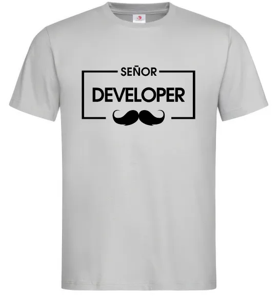 Мужская футболка Senior developer Серый фото