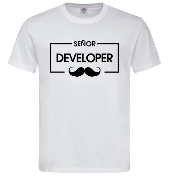 Мужская футболка Senior developer Белый фото