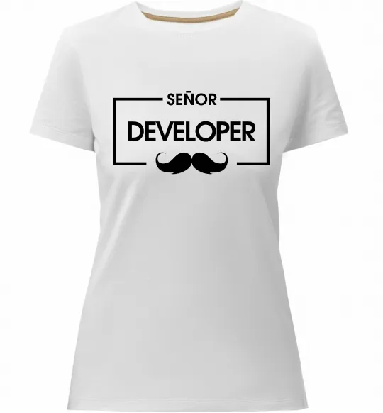 Женская премиум футболка Senior developer Белый фото