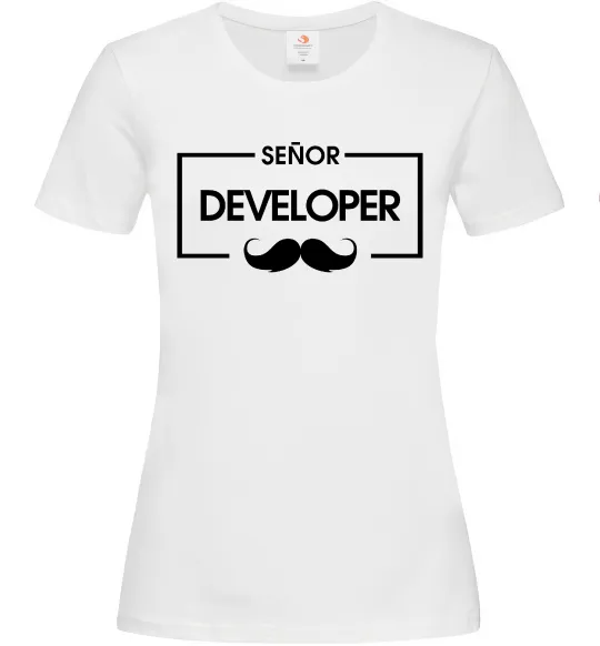 Женская футболка Senior developer Белый фото