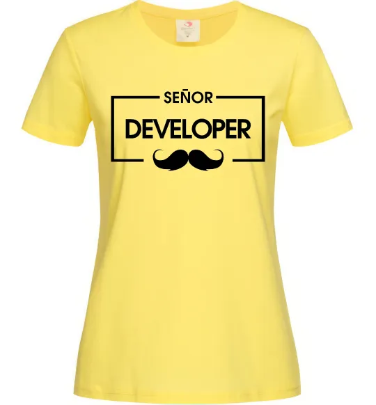 Женская футболка Senior developer Лимонный фото