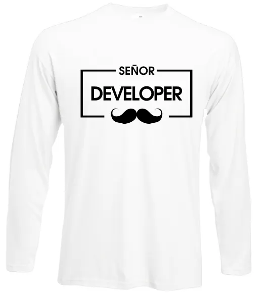 Лонгслив Senior developer Белый фото