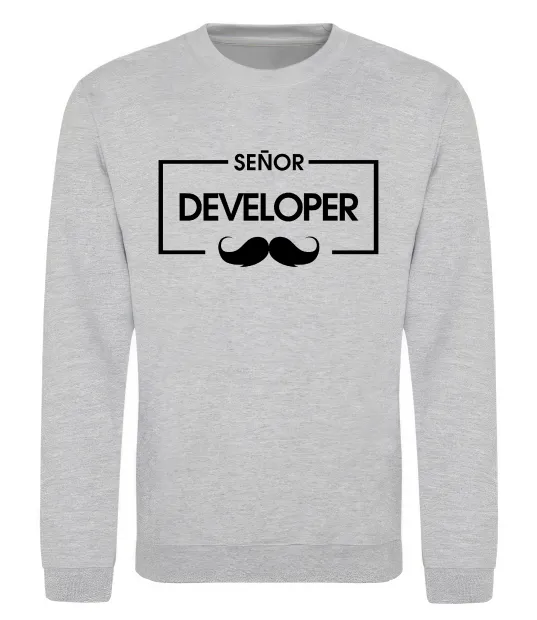 Свитшот Senior developer Серый меланж фото