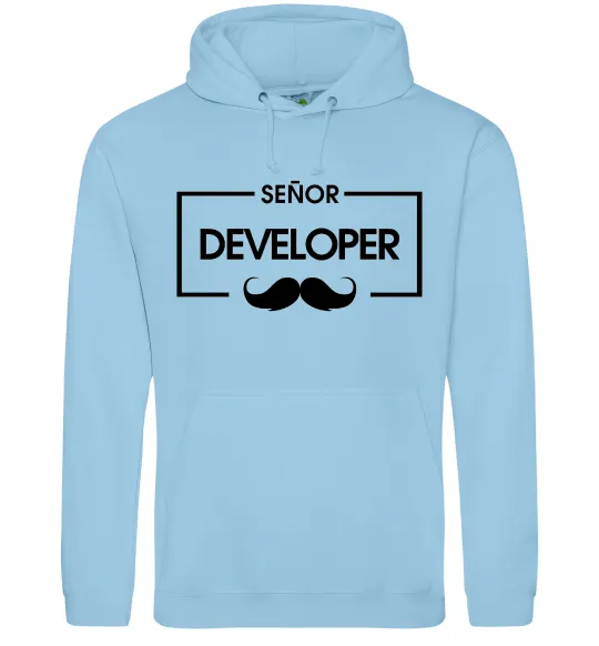 Мужская толстовка (худи) Senior developer Голубой фото