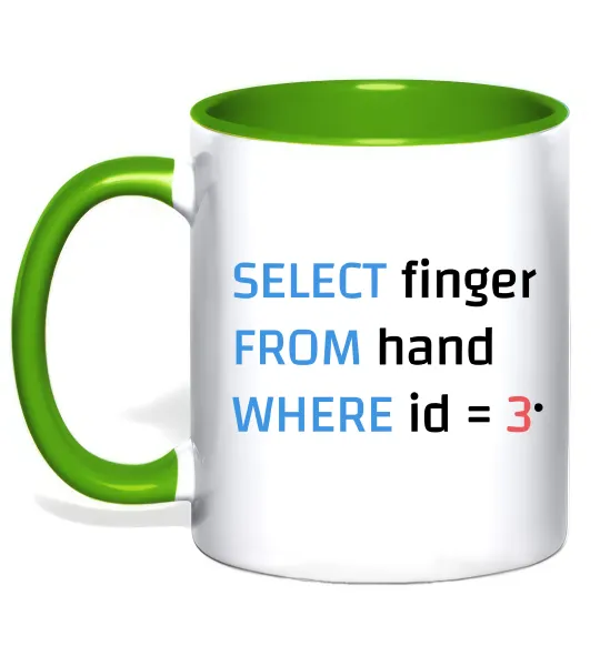 Чашка с цветной ручкой Select finger id=3 Лаймовый фото