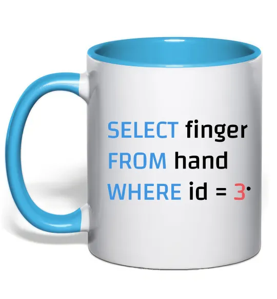 Чашка с цветной ручкой Select finger id=3 Голубой фото