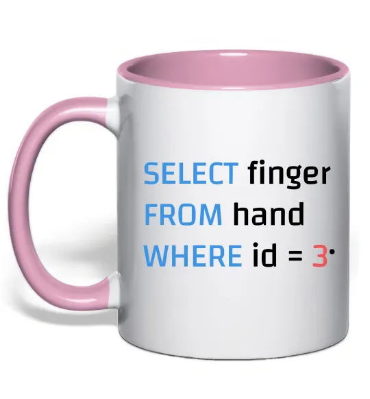 Чашка с цветной ручкой Select finger id=3 Нежно розовый фото