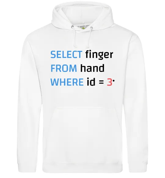 Мужская толстовка (худи) Select finger id=3 Белый фото