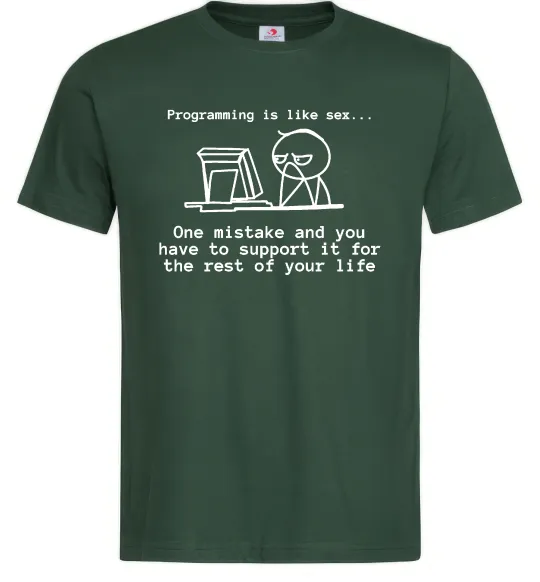 Мужская футболка Programming is like sex Темно-зеленый фото