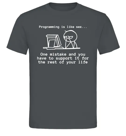 Мужская футболка Programming is like sex Графит фото