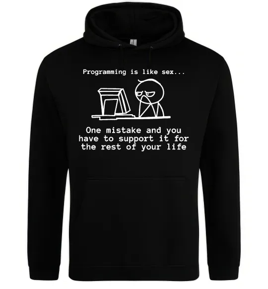 Мужская толстовка (худи) Programming is like sex Черный фото