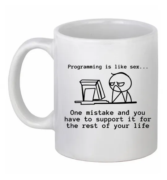 Чашка керамическая Programming is like sex Белый фото