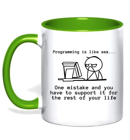 Чашка с цветной ручкой Programming is like sex Лаймовый фото