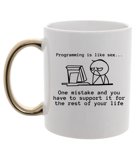 Чашка с цветной ручкой Programming is like sex Золото фото