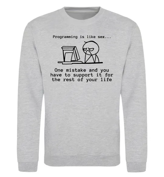 Свитшот Programming is like sex Серый меланж фото