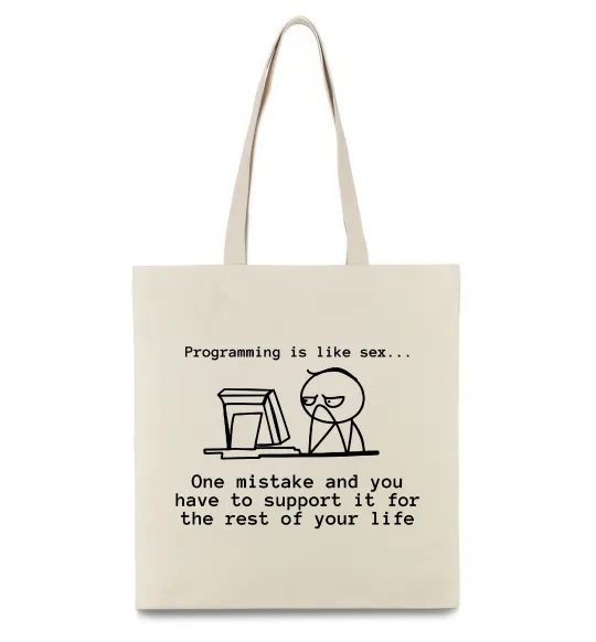 Эко-сумка Programming is like sex Бежевый фото